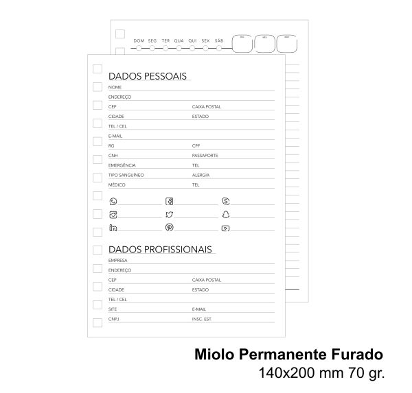 Miolo Permanente furado Miolo Agenda, Permanente